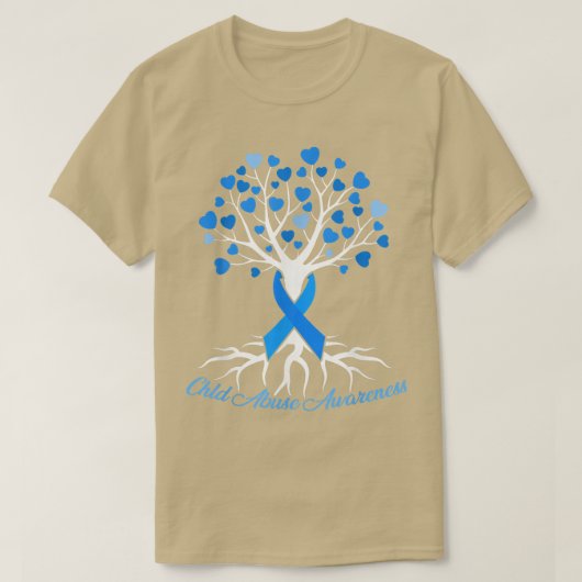 Blauw lint Boom Hart Kinder Misbruik Preventie Maa T-shirt (Design voorkant)