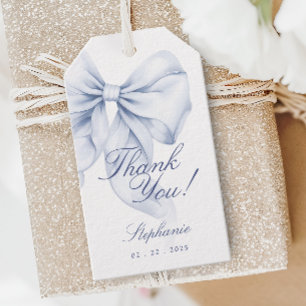 Blauw lint Bruidsdouche Cadeaulabel