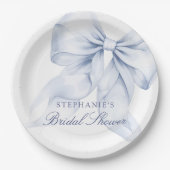 Blauw lint Bruidsdouche Papieren Bordje (Voorkant)