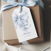 Blauw lint bruidsfeest cadeaulabel