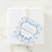 Blauw lint Coquette Blauwe Jongen baby Shower Bedankjes Labels (In situ)