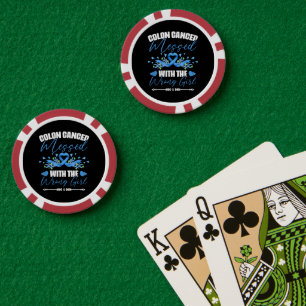 Blauw lint darmkanker Meisje Overlevende  Poker Chips