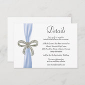 Blauw lint Diamant Bow Bruiloft Details Informatiekaartje (Voorkant / Achterkant)