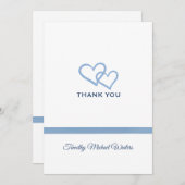 Blauw lint - Hartelijk dank Bedankkaart (Voorkant / Achterkant)