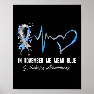Blauw lint In november Draag we blauw voor diabete Poster