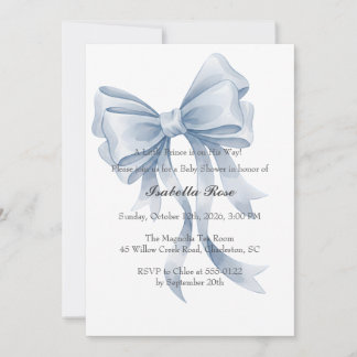 Blauw lint jongens baby shower uitnodiging Coquett