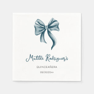 Blauw lint meisje Quinceanera verjaardag Servet