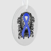 Blauw lint met vleugels ornament (voorkant)