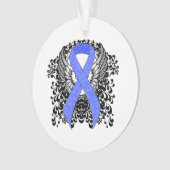 Blauw lint met vleugels ornament (voorkant)