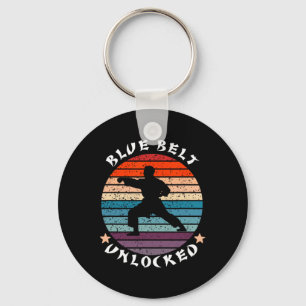 Blauw lint niveau ontgrendeld Prestatie Karate Kee Sleutelhanger
