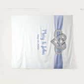 Blauw lint oneindig hart trouw achtergrond wandkleed (Voorkant (horizontaal))