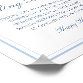 Blauw lint ring jacht ring spel bruids douche poster (Hoek)