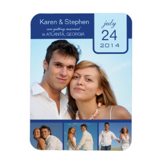 Blauw lint save the date magneet