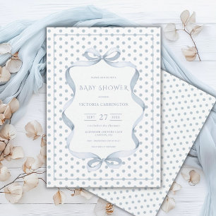 Blauw lint Stippen Baby Borrel Kaart