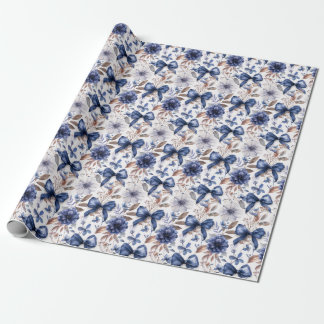 Blauw lint strik coquette esthetische grootduizend cadeaupapier
