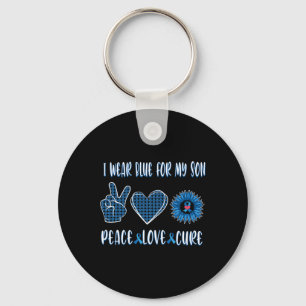 Blauw lint voor mijn zoon november diabetes sleutelhanger