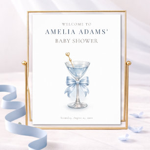 Blauw lintje één jongen baby shower welkom poster