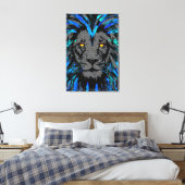 Blauw lionhoofddoek - Blauw lioncanvas afdrukken (Insitu (Slaapkamer))