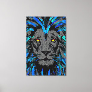 Blauw lionhoofddoek - Blauw lioncanvas afdrukken