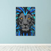 Blauw lionhoofddoek - Blauw lioncanvas afdrukken (Insitu (Houten vloer))