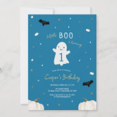Blauw Little Boo Halloween 1e Verjaardag Kaart (Voorkant)