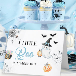 Blauw Little Boo Halloween Baby Shower Bedankkaart