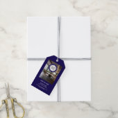 Blauw Logo Toevoegen Aangepaste Tekst QR Code Bedr Cadeaulabel (Met Touw)