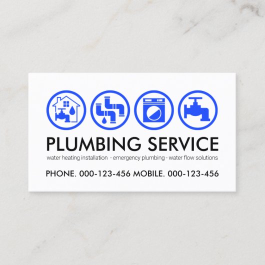 Blauw loodgieterswerk gereedschapspictogram loodgi visitekaartje (Voorkant)