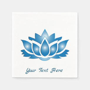 Blauw Lotus-ontwerp met gepersonaliseerde tekst Servet