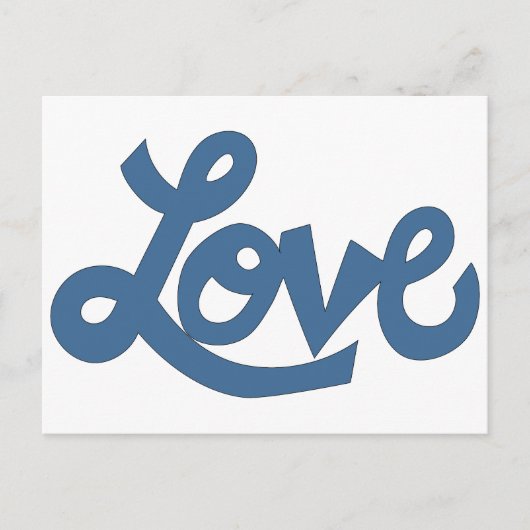 Blauw // LOVE tekst in whimsical cartoon cursive Briefkaart (Voorkant)