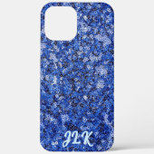Blauw Lovertje-effect Monogram Case-Mate iPhone Case (Achterkant)