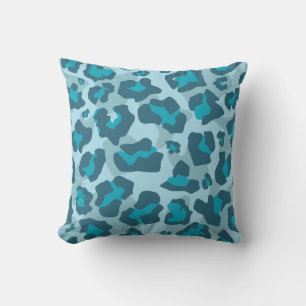 Blauw luipaard dierenprint patroon kussen