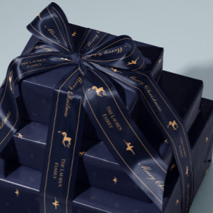 Blauw luxe kerstlint met naam lint