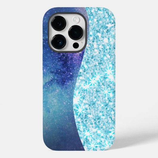 Blauw Luxe Moderne gradiënt galaxy glitter ster Case-Mate iPhone Case (Achterkant)