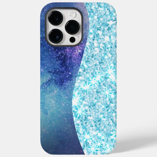 Blauw Luxe Moderne gradiënt galaxy glitter ster Case-Mate iPhone Case (Achterkant)