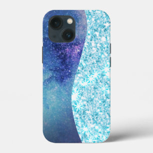 Blauw Luxe Moderne gradiënt galaxy glitter ster iPhone 13 Mini Hoesje