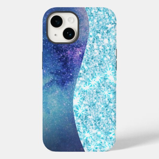 Blauw Luxe Moderne gradiënt galaxy glitter ster Case-Mate iPhone Case (Achterkant)