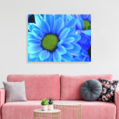 Blauw madeliefje verpakt canvas (Insitu (Woonkamer))