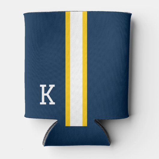 Blauw/Maïs/Witte Streep College Kleuren Blikjeskoeler (Voorkant)