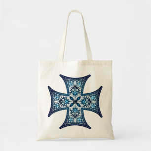 Blauw Maltese kruis Tote Bag