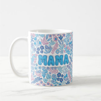 Blauw Mama Boho Bloemmotief Moederdag Koffiemok