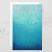  Blauw Mandala Abstract Briefpapier (Voorkant / Achterkant)