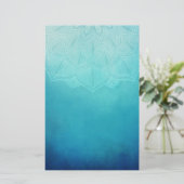  Blauw Mandala Abstract Briefpapier (Staand voorkant)