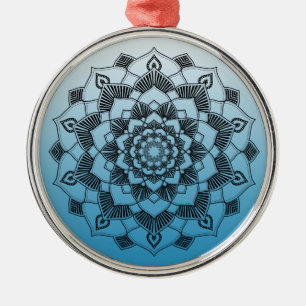 Blauw Mandala Abstract mooi kerstfeest Metalen Ornament