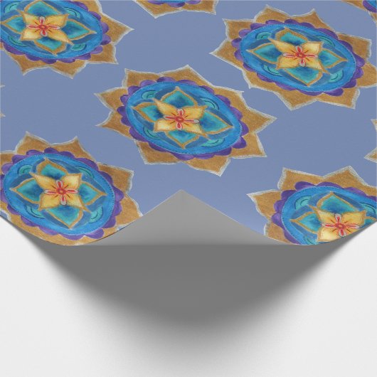 Blauw mandala Art Matte Wrapping Papier, Cadeaupapier (Hoek)