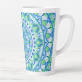 Blauw Mandala Boho Spiritueel Geometrisch Patroon Latte Mok (Rechts)
