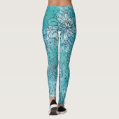  blauw Mandala Grunge Pattern Leggings (Achterkant)
