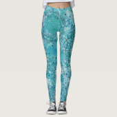  blauw Mandala Grunge Pattern Leggings (Voorkant)