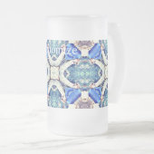 Blauw mandala harten patroon Thunder_Cove Matglas Bierpul (Voorkant rechts)