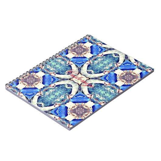 Blauw mandala harten patroon Thunder_Cove Notitieboek (Linkerzijde)